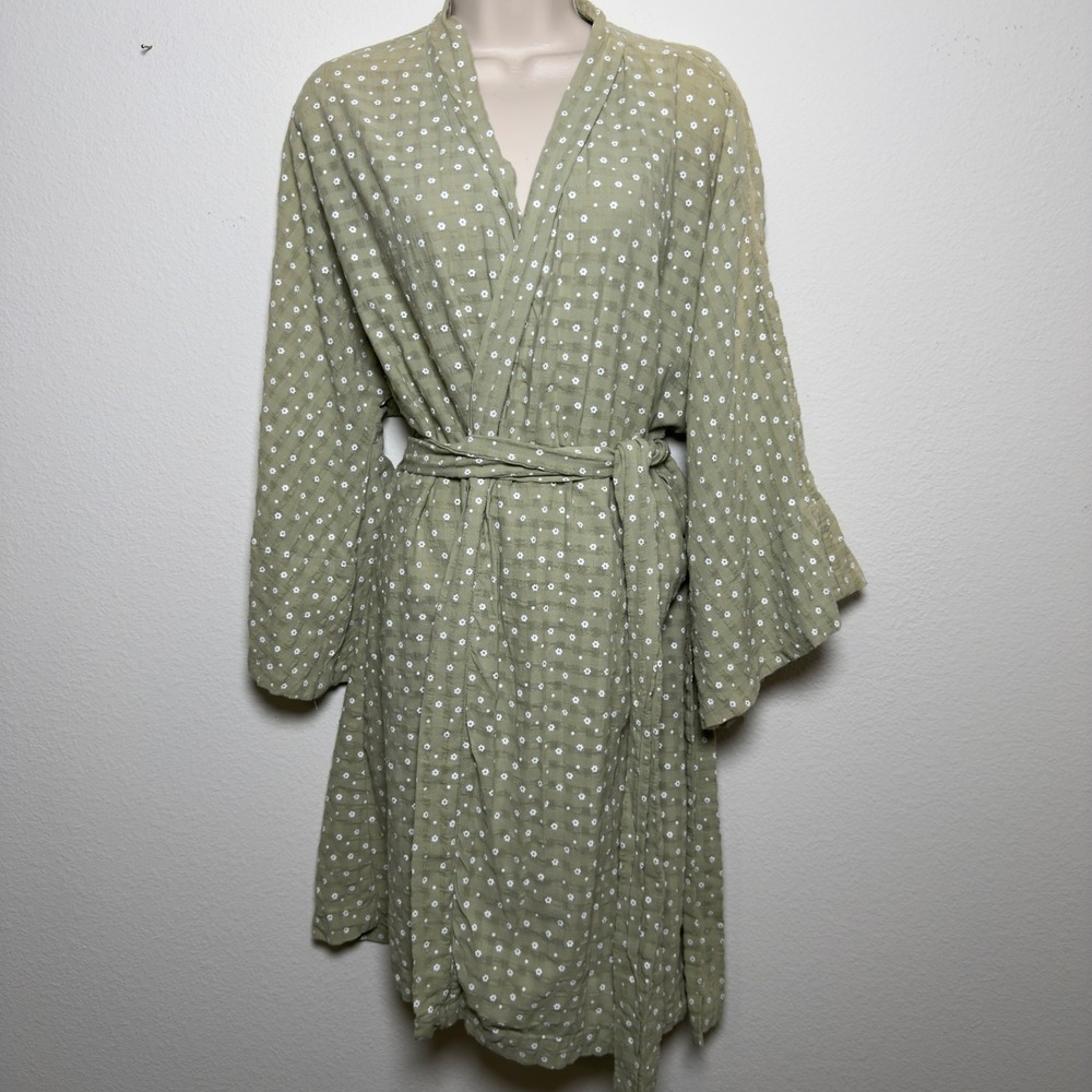 Olive Green Polka Dot Mini Dress with Tie Waist